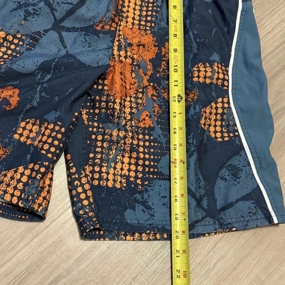 Vintage Nike Swim Trunks Shorts Mens M  Blue Multicolor Y2K Lined Hawaiian Print